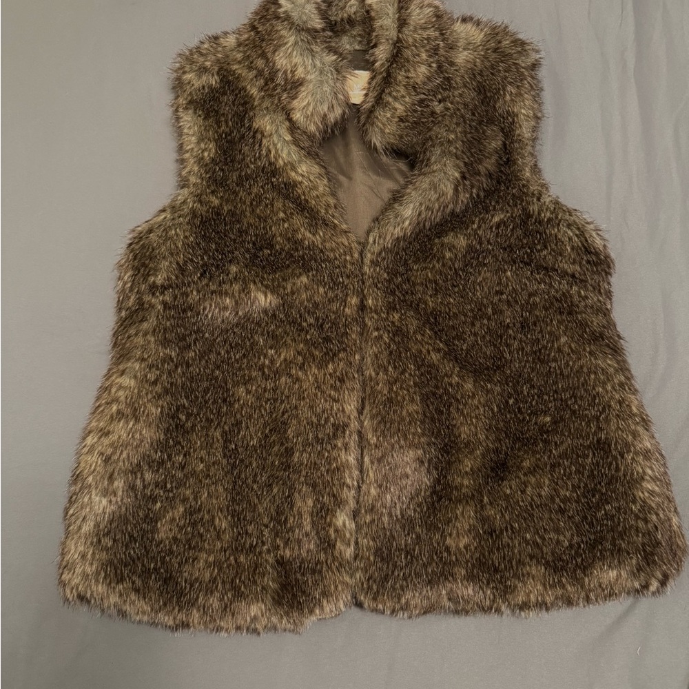Michael Kors Faux Fur Vest in Gray and Brown